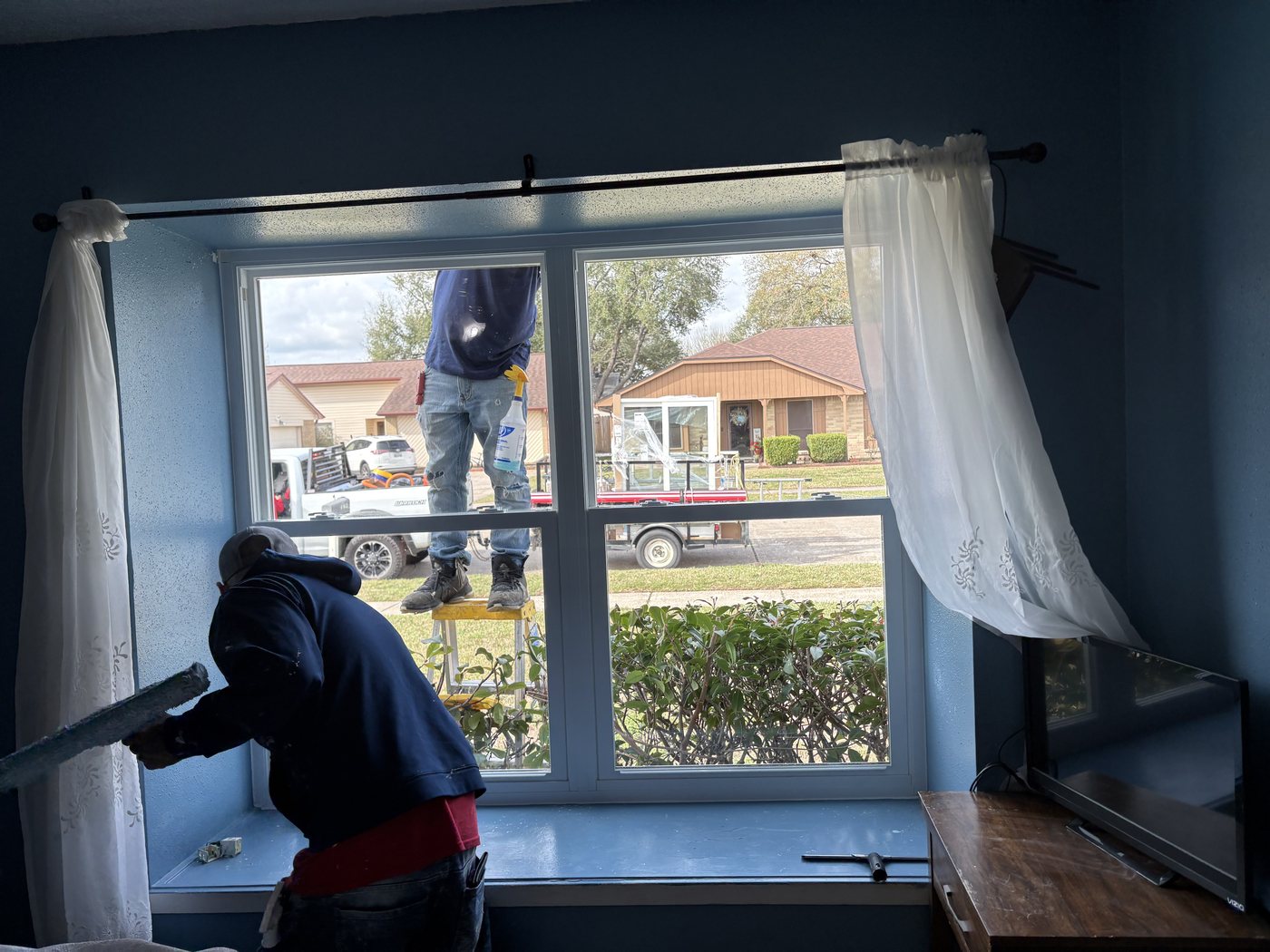 Interior protection measures during a DC Pines window installation