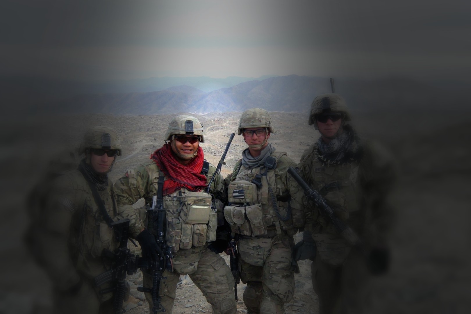 Captain Jeff Ternois with fellow U.S. Army soldiers on a mountain ridgeline during his deployment to Afghanistan as an Infantry Platoon Leader