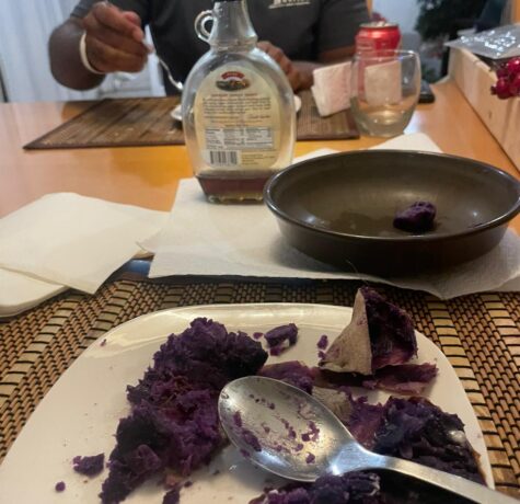 DC Pines Roofing team member sharing a meal in Houston