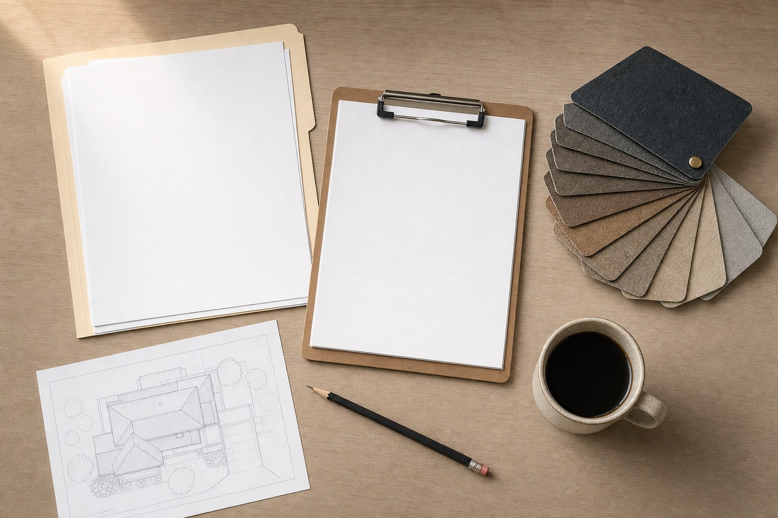 HOA architectural review committee application packet on a wood desk