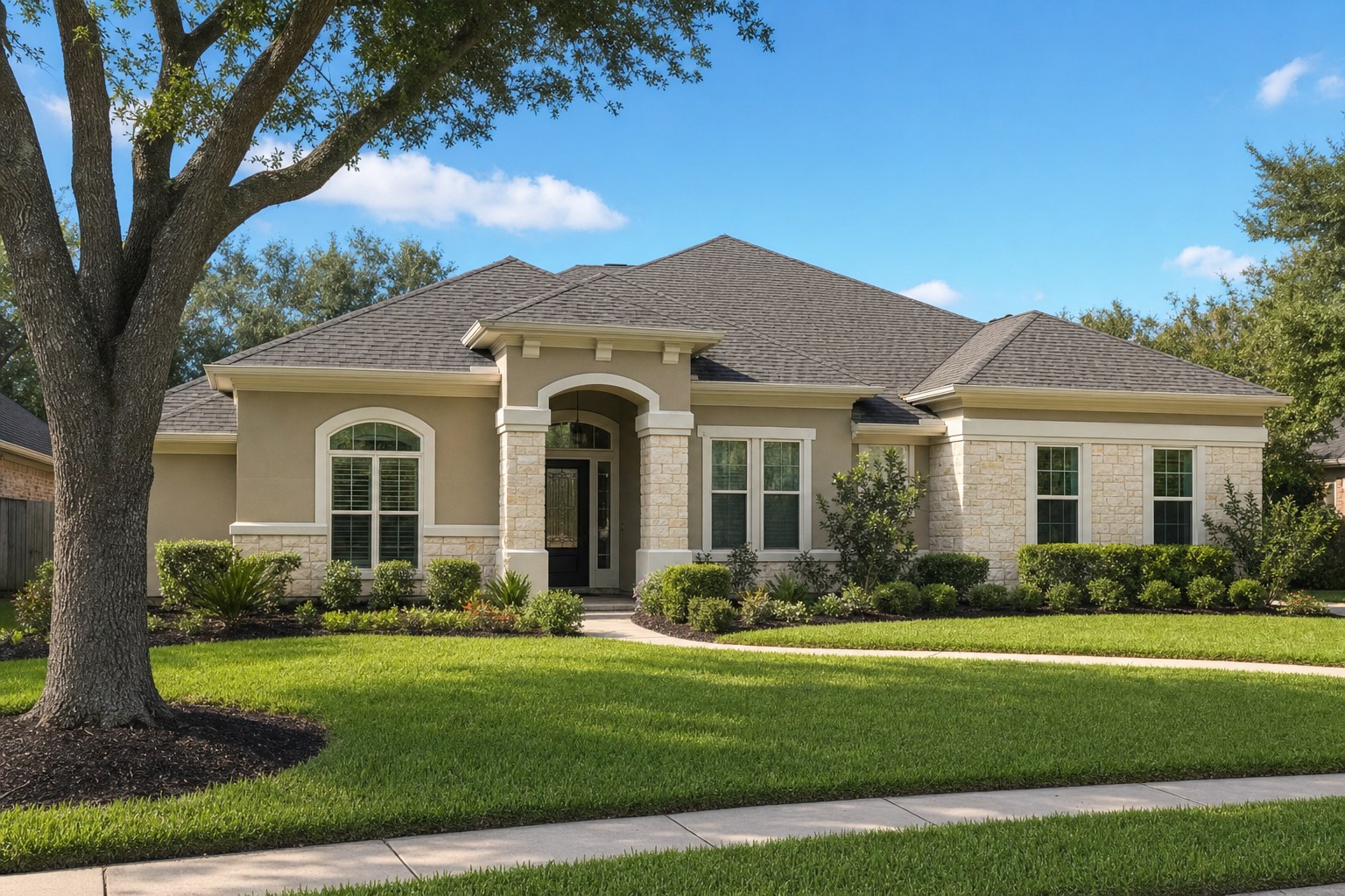 Katy home with new architectural shingle roof and repainted exterior